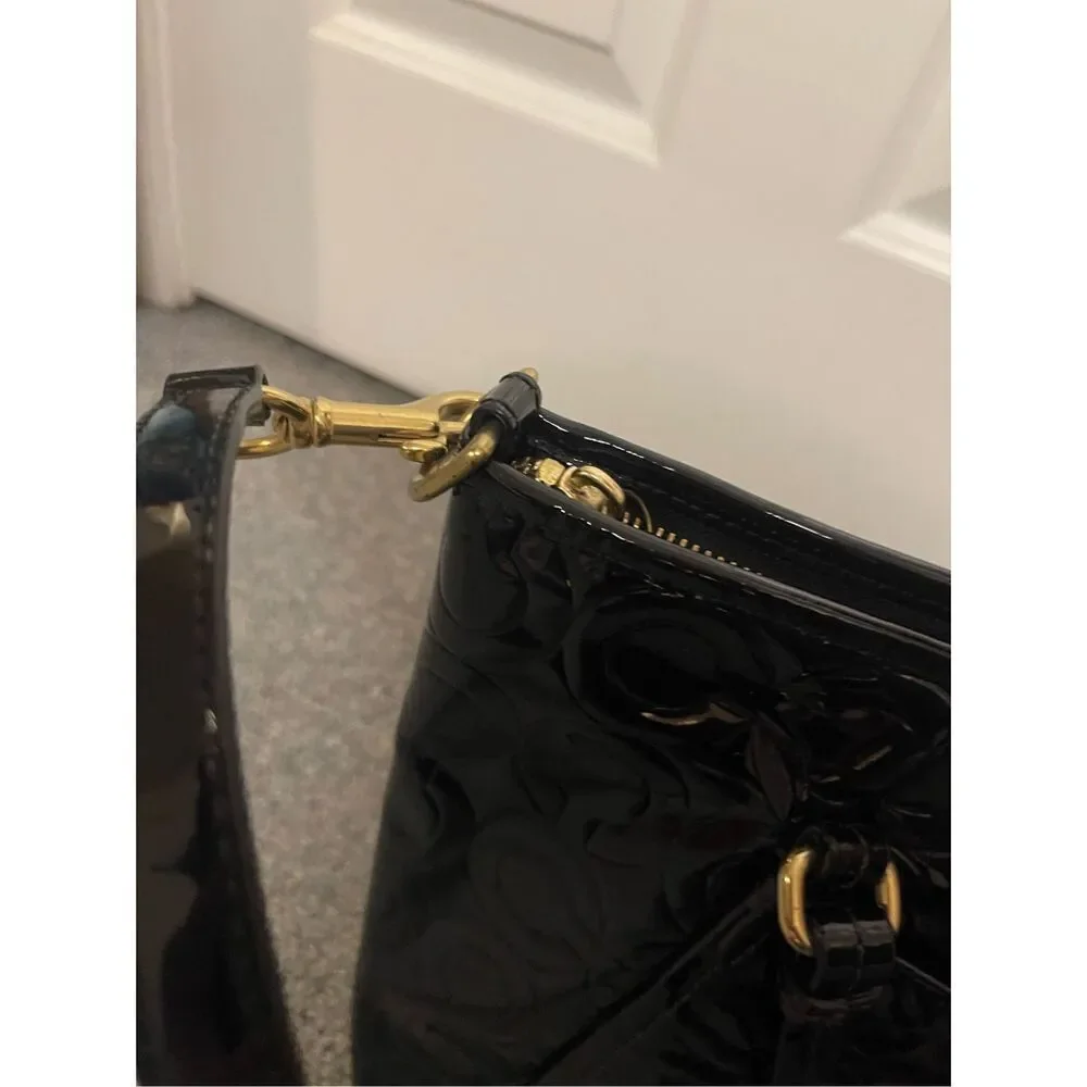 COACH Women's Black Op Art Glossy Patent‎ Leather Tote Bag Purse - Picture 10 of 12